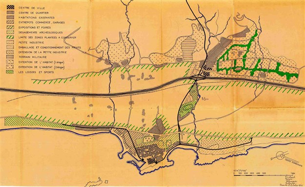 [Masterplan of Saida by Michel Ecochard and his team. Amin al-Bizri Archives, courtesy of Fadi Kotob.]