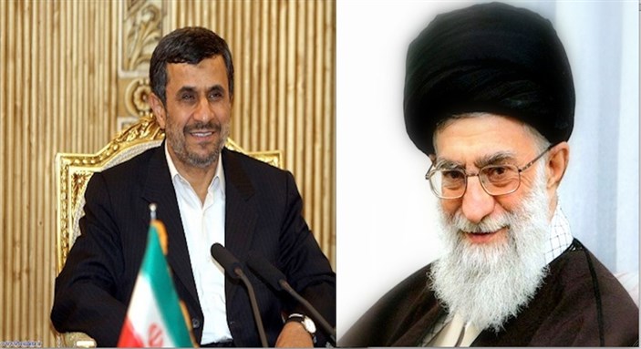 [Mahmoud Ahmadinejad and ‘Ali Khamenei. Photos by Sinaf, via Creative Commons.]