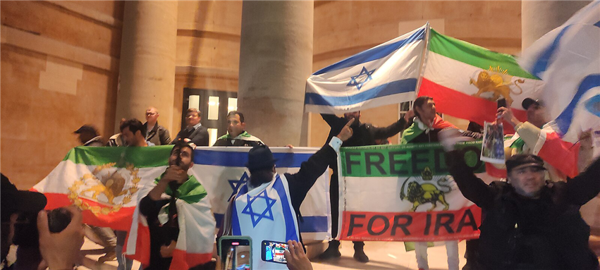 Iranian Monarchist "Hamas is a Terror Organization" protest in front of the BBC by Nizzan Cohen