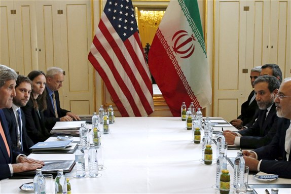 U.S. Secretary of State John Kerry and Iranian Foreign Minister Mohammad Javad Zarif meet in 2016 via Kevin Lamarque/Reuters