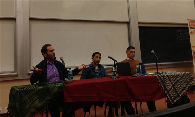 [Left to right: Saree Makdissi, Robin DG Kelly, and David Shorter. Image by Dana Saifan]