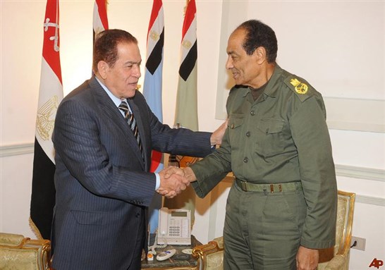 [Left to right: Kamal Al-Ganzouri and Mohamed Hussein Tantawi. Image from unknown archive.]