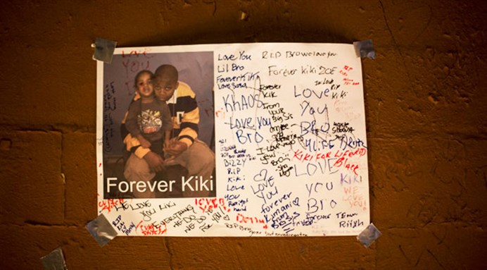 Memorial poster for Kimani Gray. Image by Lucas Jackson via Reuters.