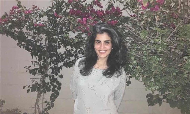 Women’s rights activist Loujain al-Hathloul poses at home after her release from a Saudi prison. Photograph: Family of Saudi Activist Loujain via Reuters