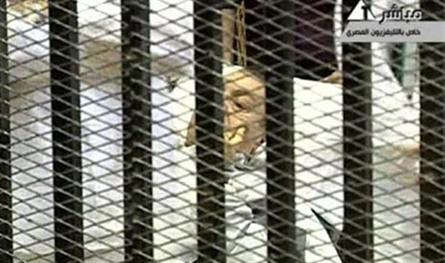 [Snapshot of toppled president Hosni Mubarak during his trial. Image is screen shot from Egyptian National Television]