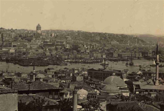 [View of Pera and Galata, circa 1870-1910. Photo by Guillaume Berggren via US Library of Congress]