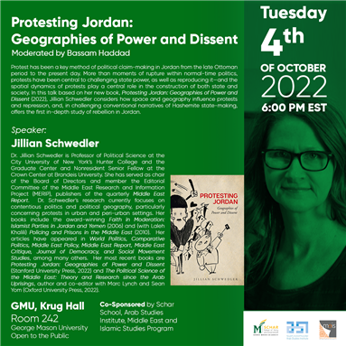 Protesting Jordan: Geographies of Power and Dissent with Jillian Schwedler (4 October)