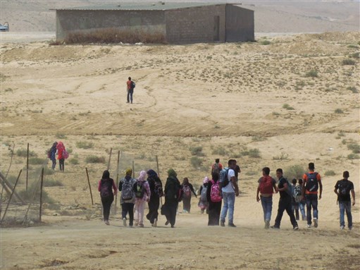 [Students attending the new high school in Abu Tulul, August 2012. Image from Adalah.]