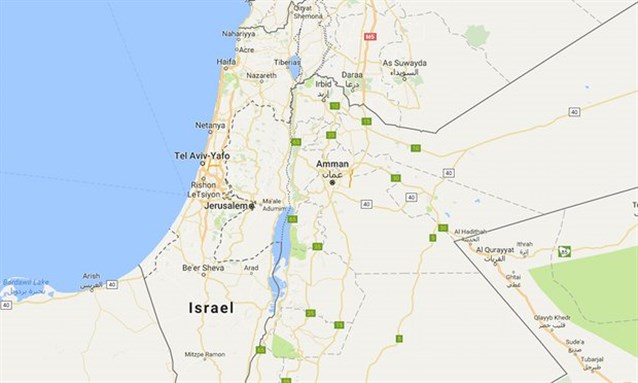 [Screenshot from Google Maps showing the absence of a label on Palestine/Palestinian territories]