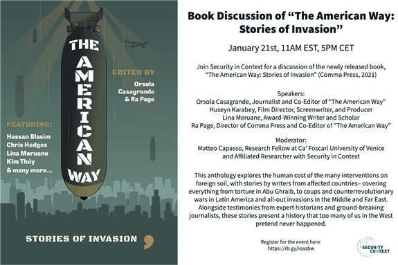 Security in Context: Book Discussion of “The American Way: Stories of Invasion?” (21 January)