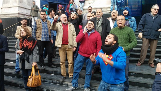 Protest against the Tiran and Sanafir agreement on Monday, 2 January, 2017. Photo from Aswat Masriya.