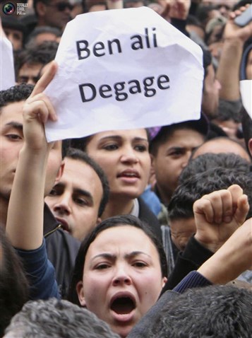 [Protests during the Tunisian Revolution. Image from Unknown Archive]