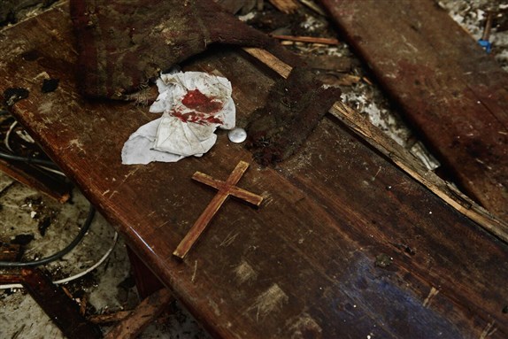 [The aftermath of the explosion in a chapel inside the Coptic Orthodox Cathedral of Abbasiyya in Cairo, Egypt on 11 December 2016. Photo by Jonathan Rashad]